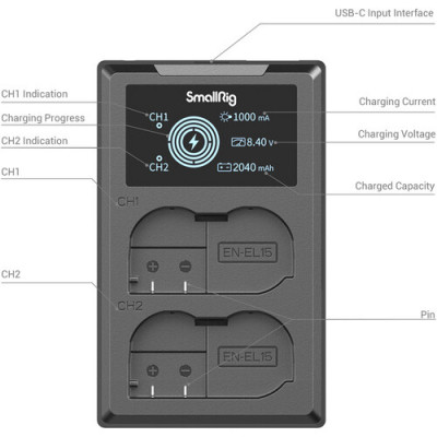 SmallRig 3820 Аккумулятор литий-ионный с зарядным устройством EN-EL15