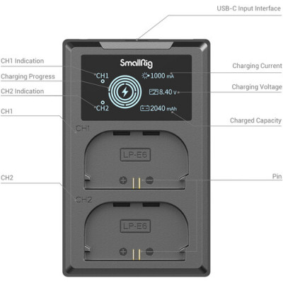 SmallRig 3821 Аккумулятор литий-ионный с зарядным устройством LP-E6NH